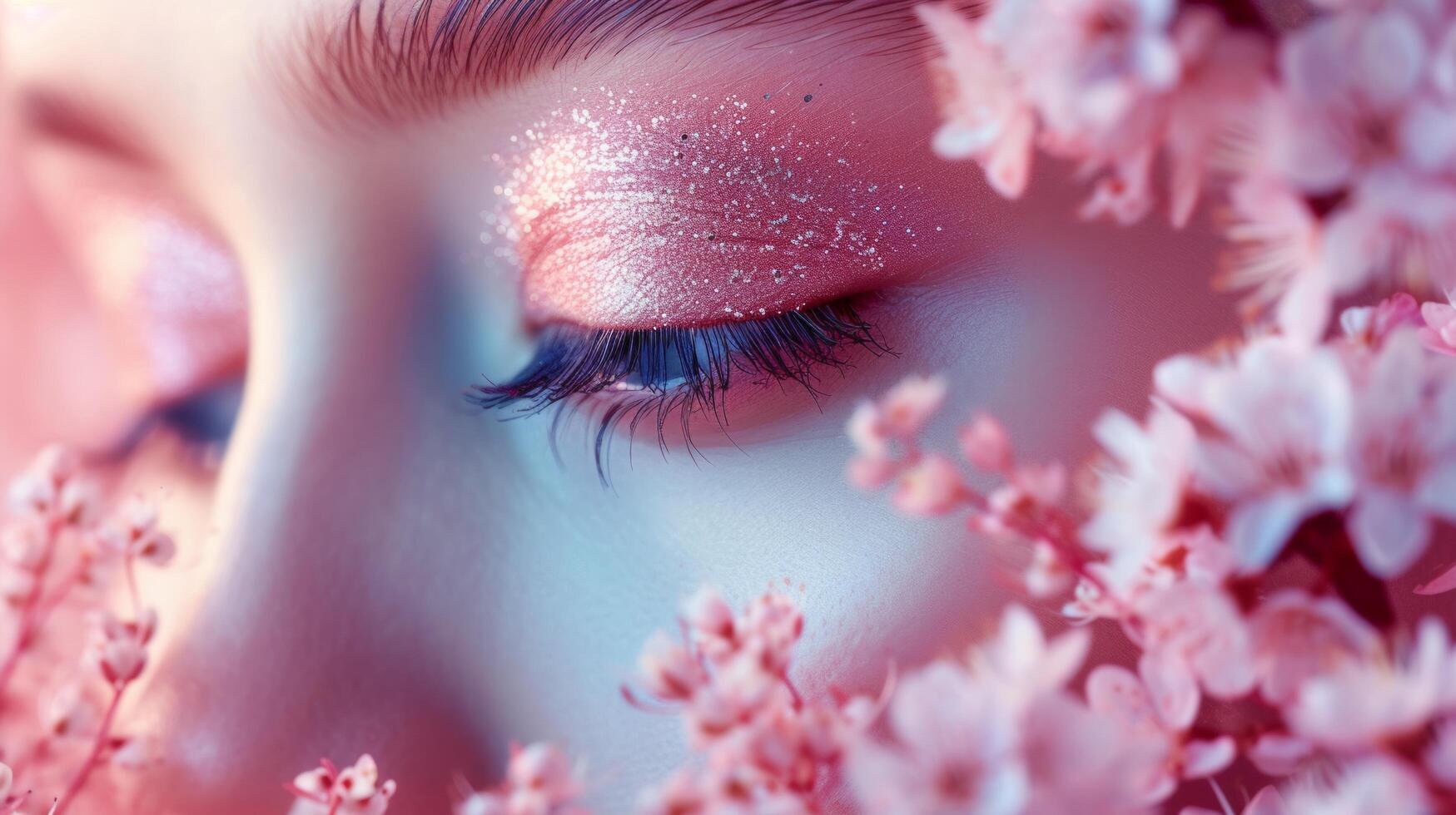 AI generated Beautiful background for Eyelash extensions advertising photo