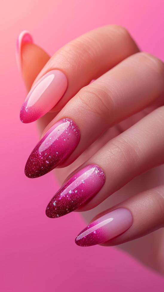 AI generated beautiful pink manicure background photo
