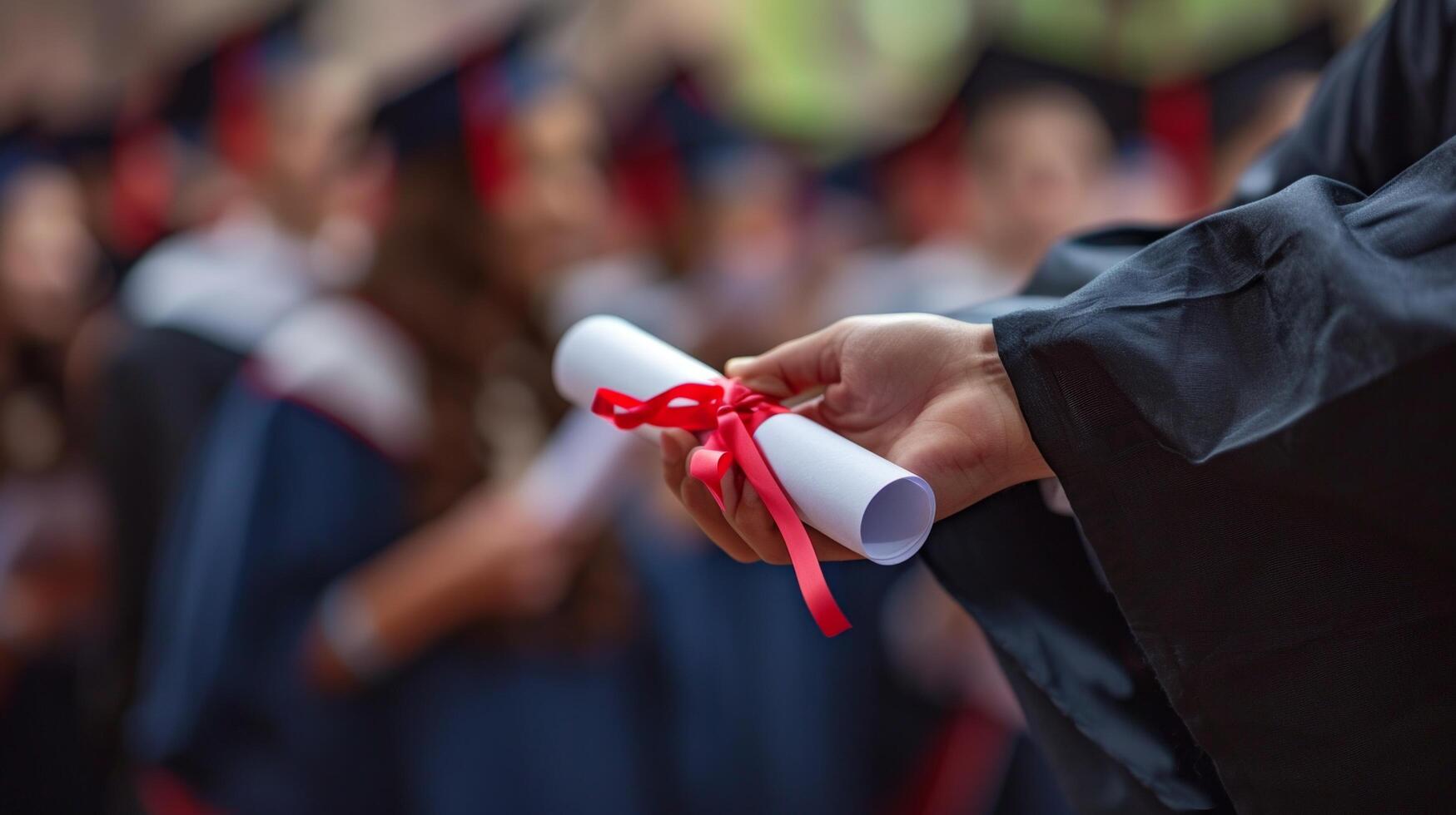 AI generated A close-up of a diploma being handed over, capturing the culmination of years of hard work. photo