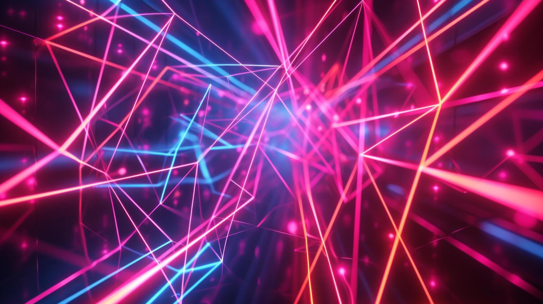 AI generated A neon labyrinth of intertwining lines and shapes, evoking a sense of vibrant, electric complexity. photo