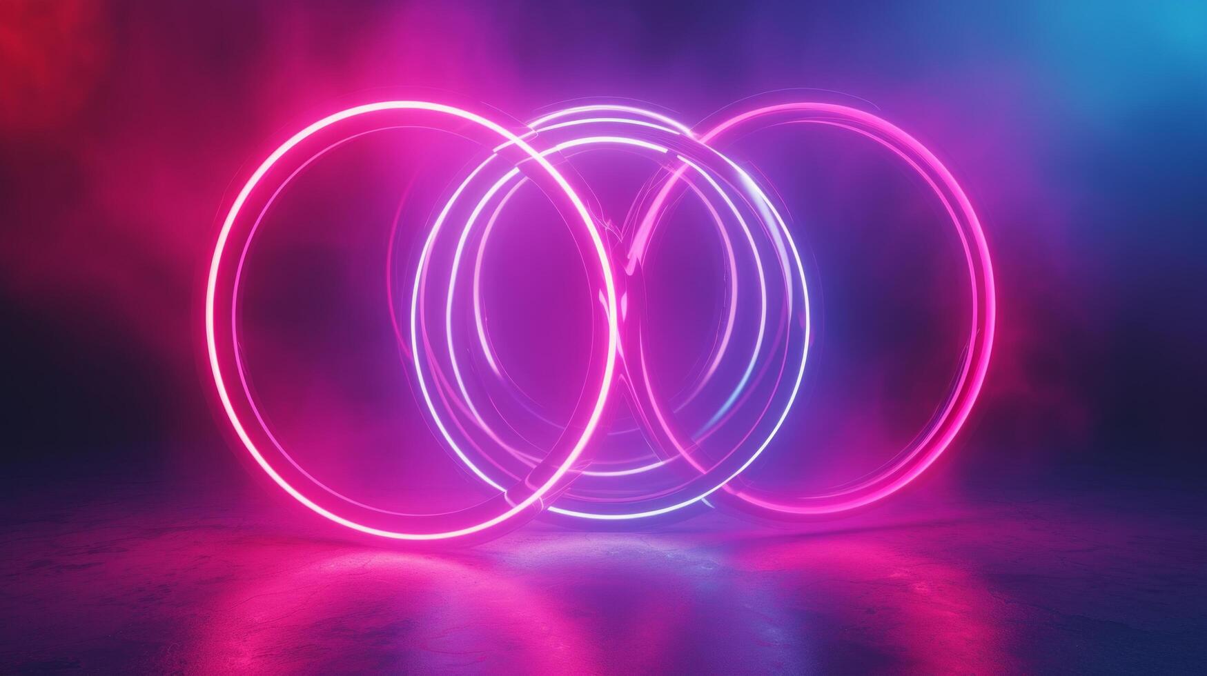 AI generated Neon rings interlocking in an abstract formation, creating an otherworldly portal of luminous energy. photo