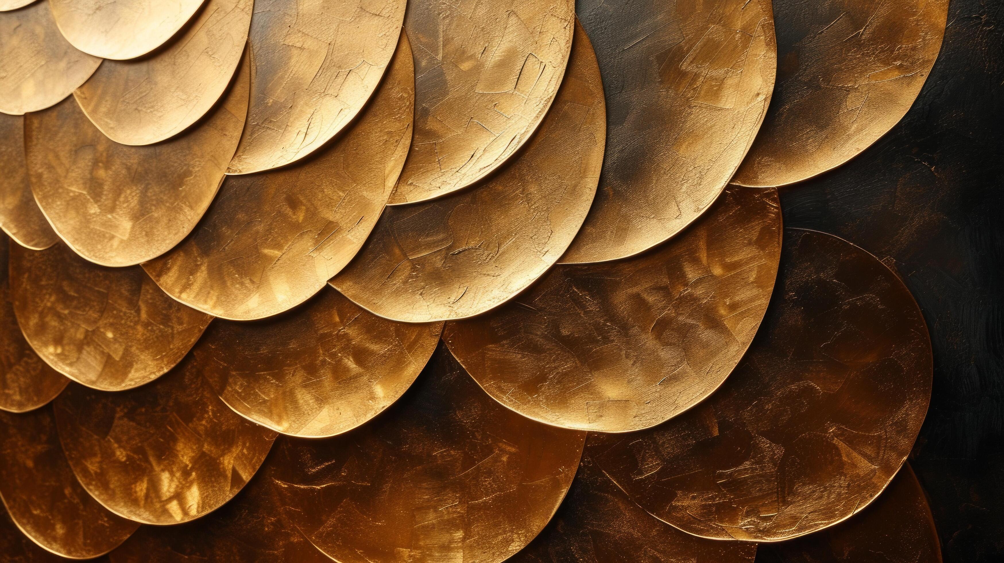 AI generated Opulent gold leaf patterns on a midnight black canvas