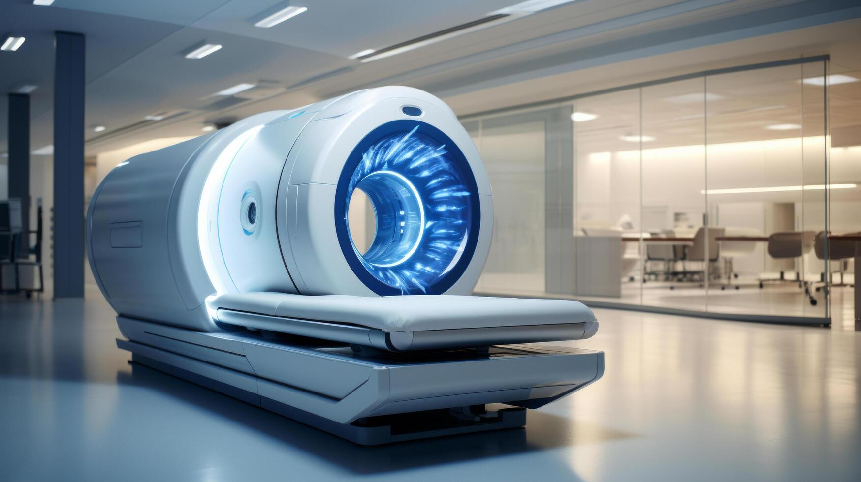 AI generated A state-of-the-art MRI scanner, offering high-resolution imaging for precise medical diagnostics. photo