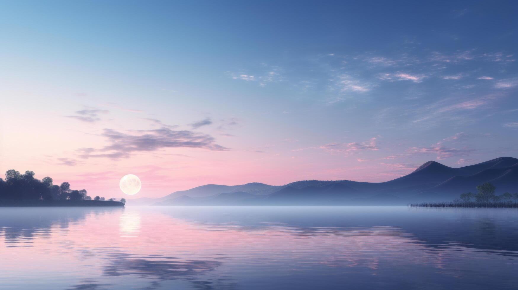 AI generated A tranquil space scene with a crescent moon casting a soft, silvery glow over a serene landscape. photo