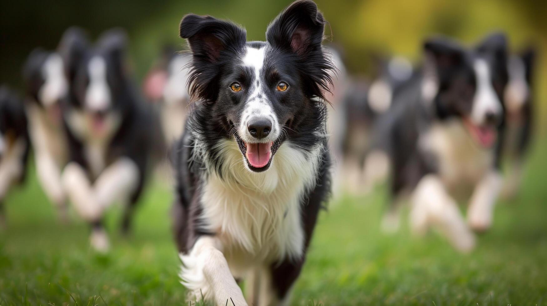 ai generado un frontera collie pastoreo un grupo de amigos, exhibiendo inteligencia y agilidad foto