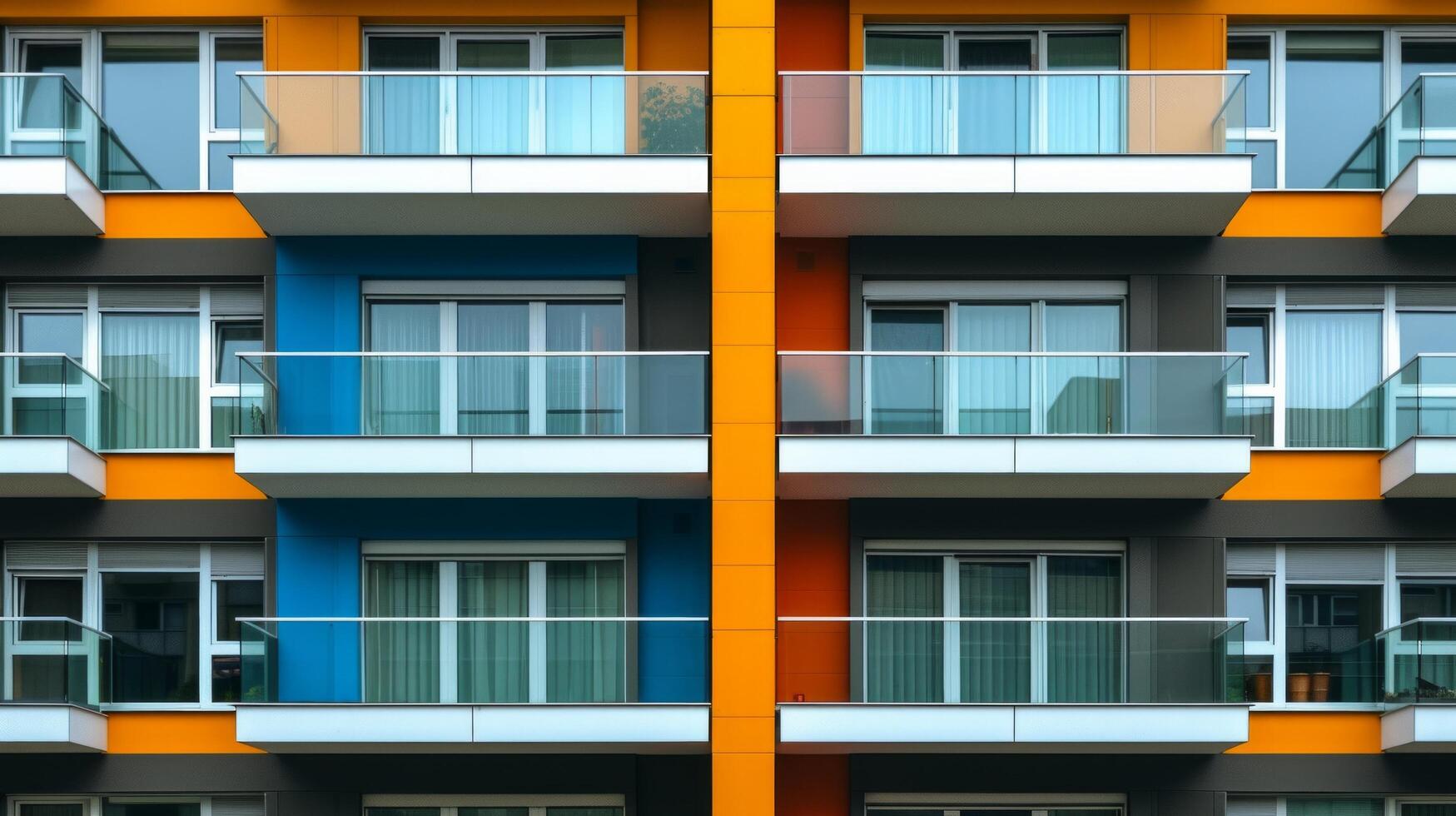 AI generated The repetitive patterns of apartment balconies, an ode to urban living and architecture photo
