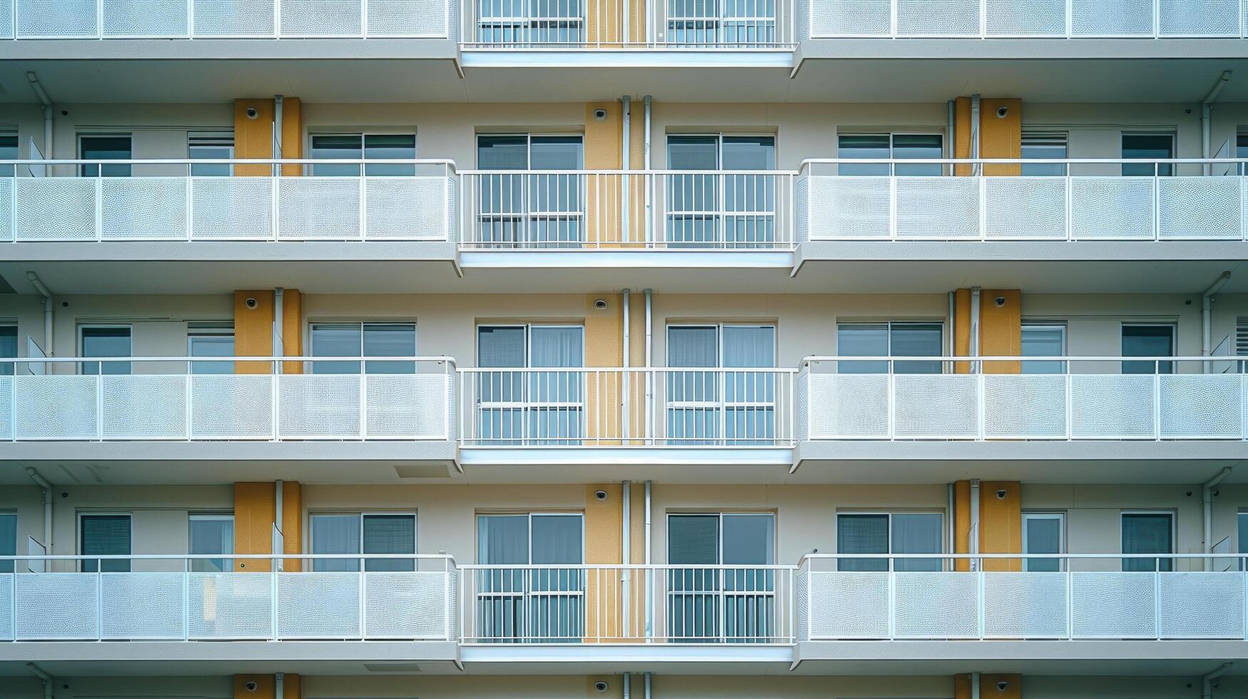 AI generated The repetitive patterns of apartment balconies, an ode to urban living and architecture photo