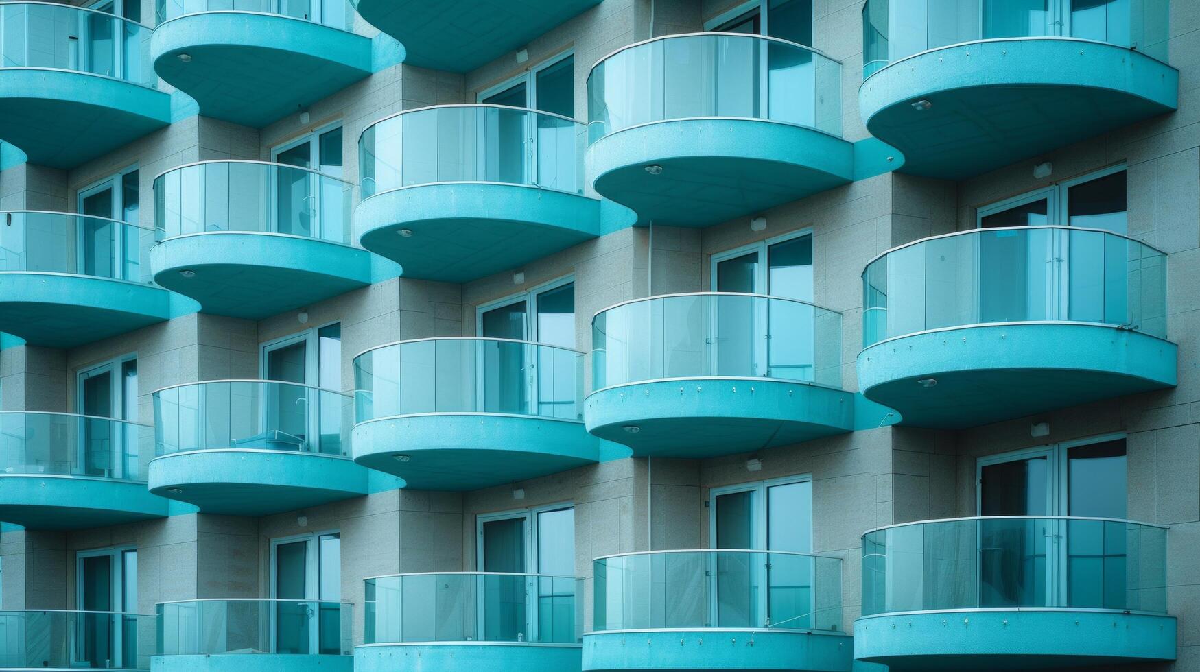 AI generated The repetitive patterns of apartment balconies, an ode to urban living and architecture photo