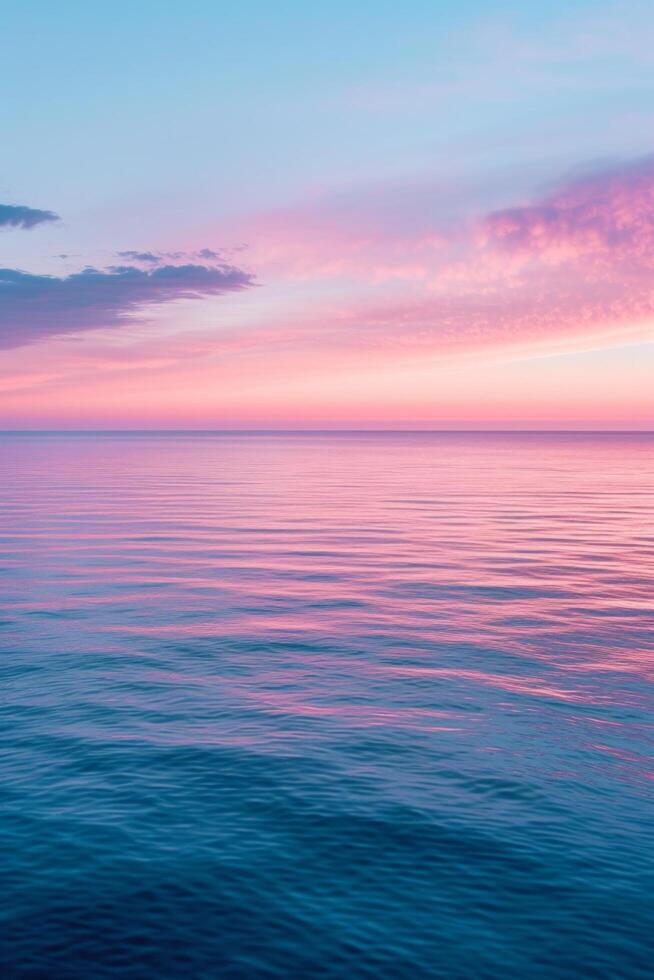 AI generated Soft, pastel hues reflecting off a tranquil seascape during twilight. photo