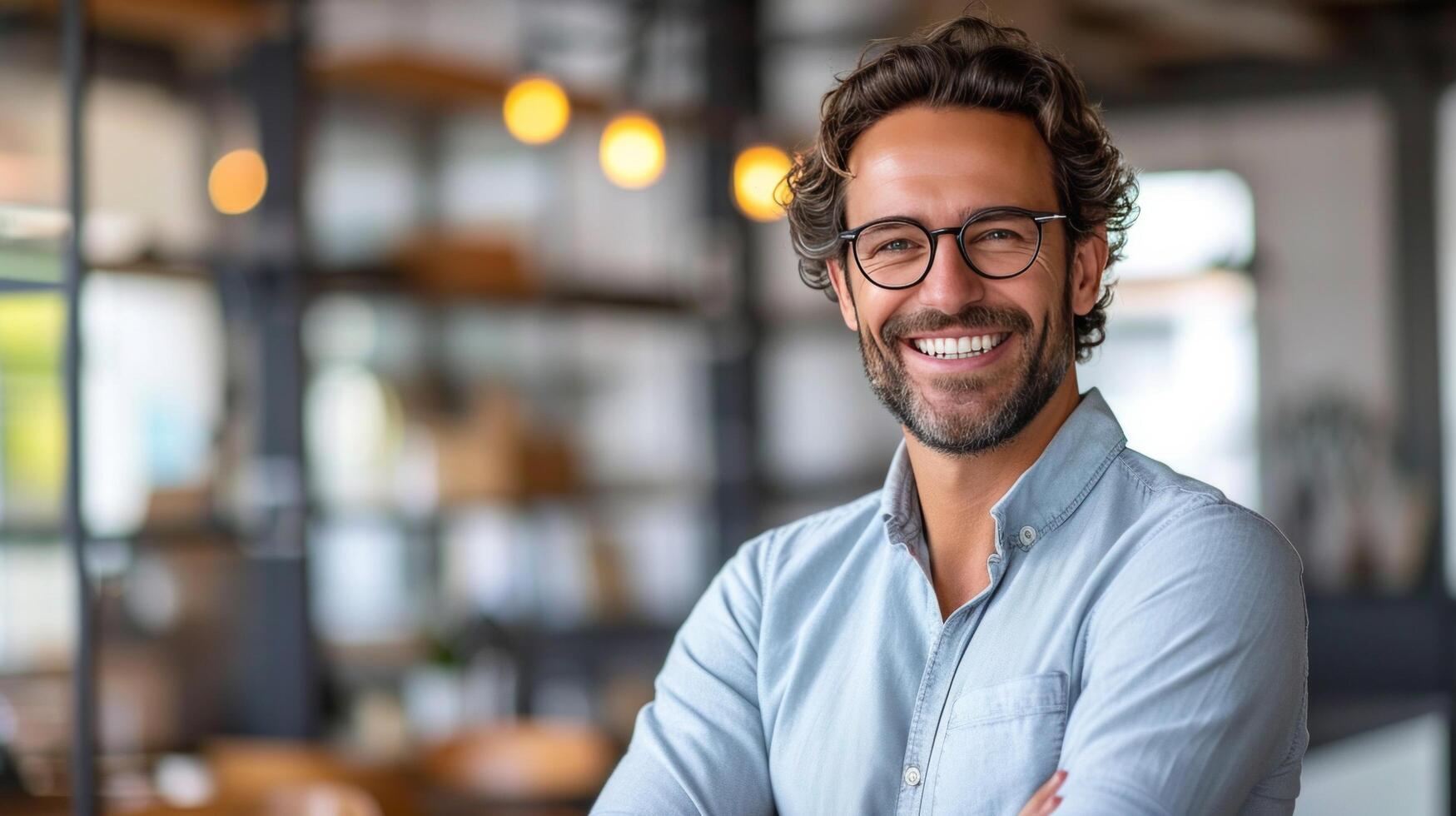 AI generated Smiling Tech Guru. A tech expert's smile conveys expertise in the ever-evolving world of technology photo