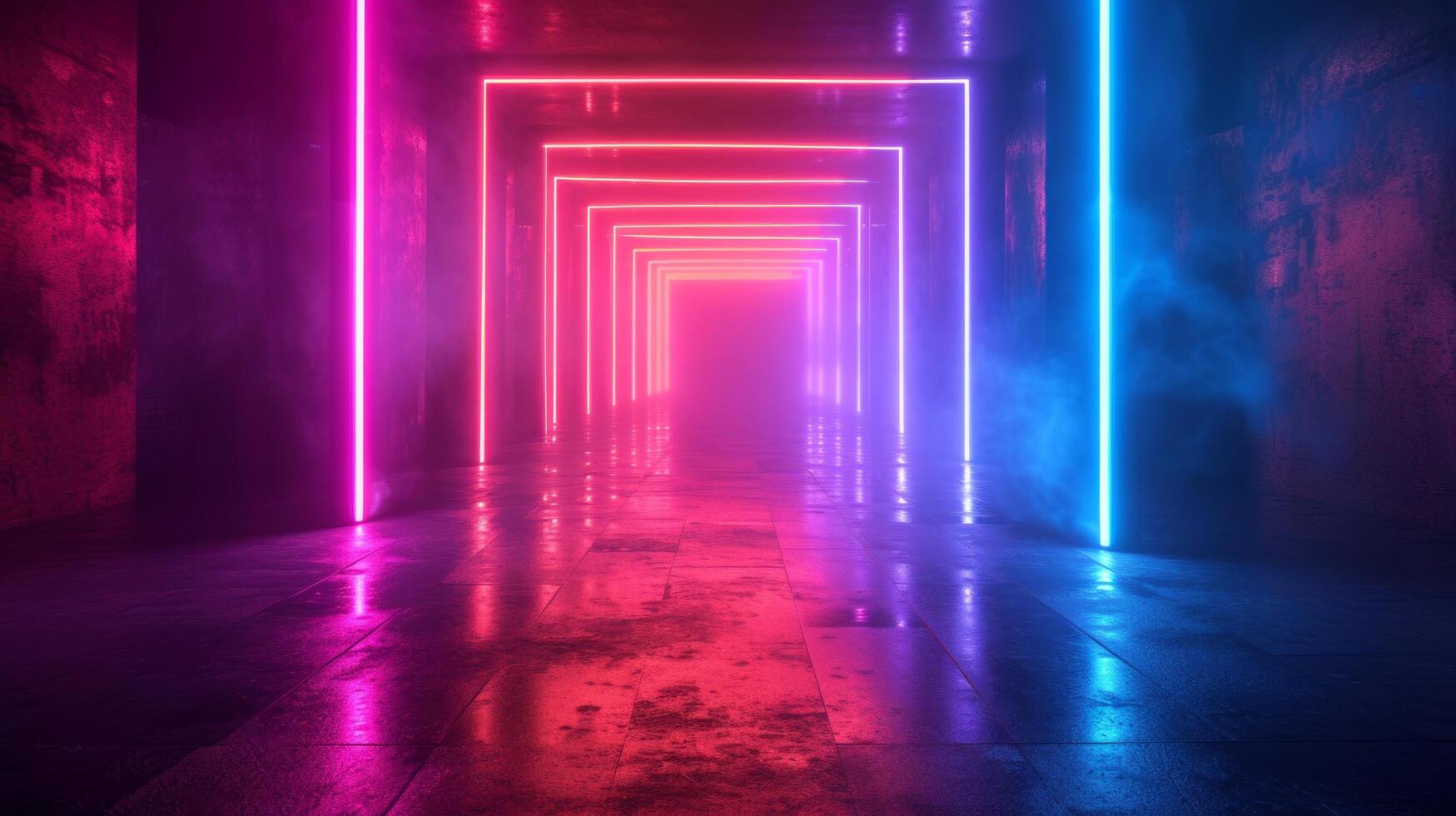 AI generated A vibrant, minimalistic background radiates with neon hues, invoking a lively carnival atmosphere photo