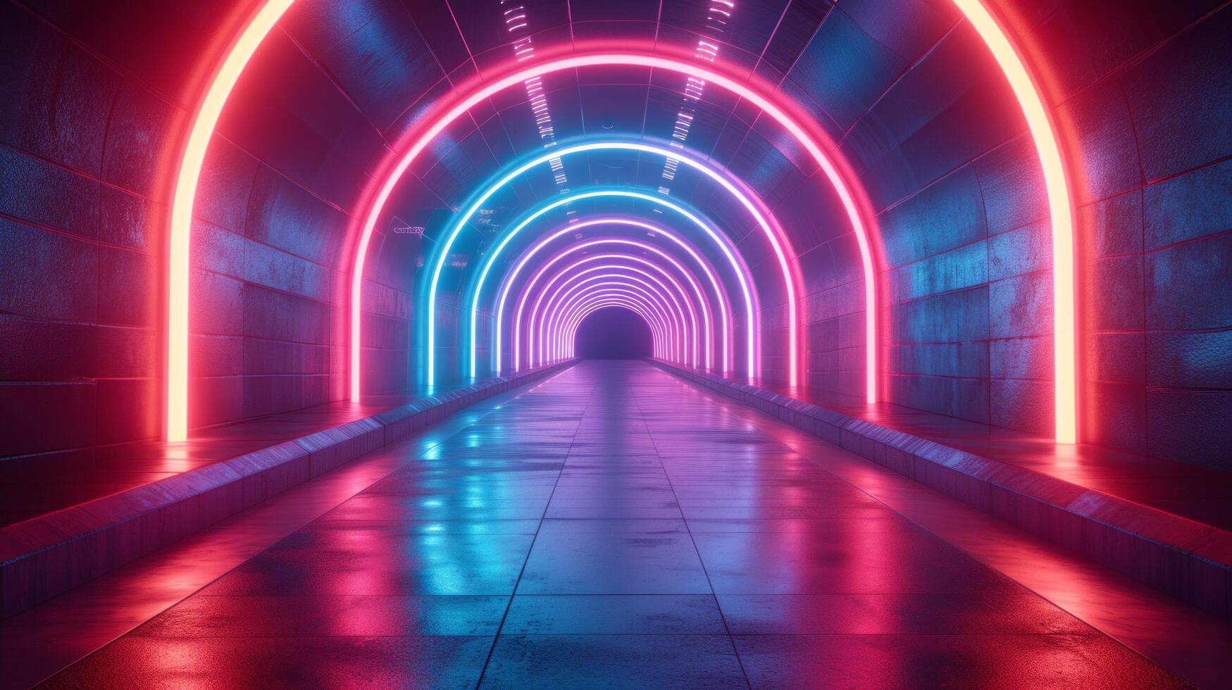 AI generated Bright neon lights and futuristic designs create a dynamic, energetic atmosphere photo