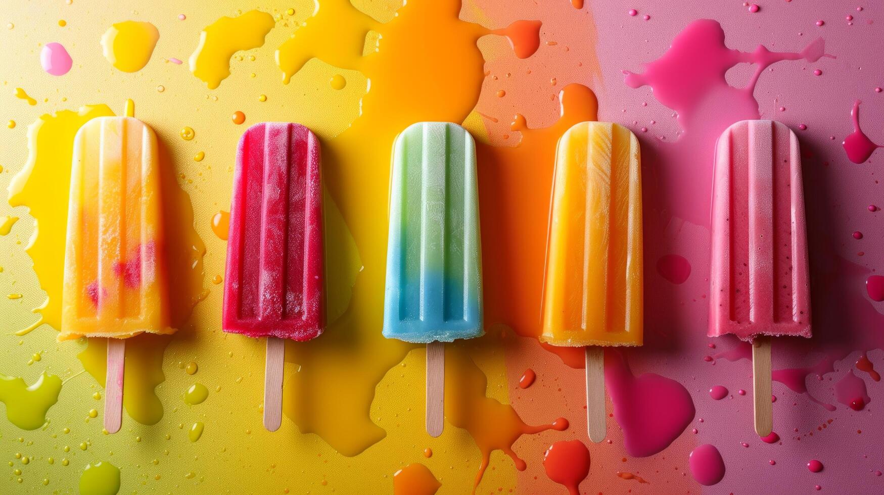 AI generated Bold popsicle illustrations on a bright canvas bring a playful and summery vibe to the scene photo