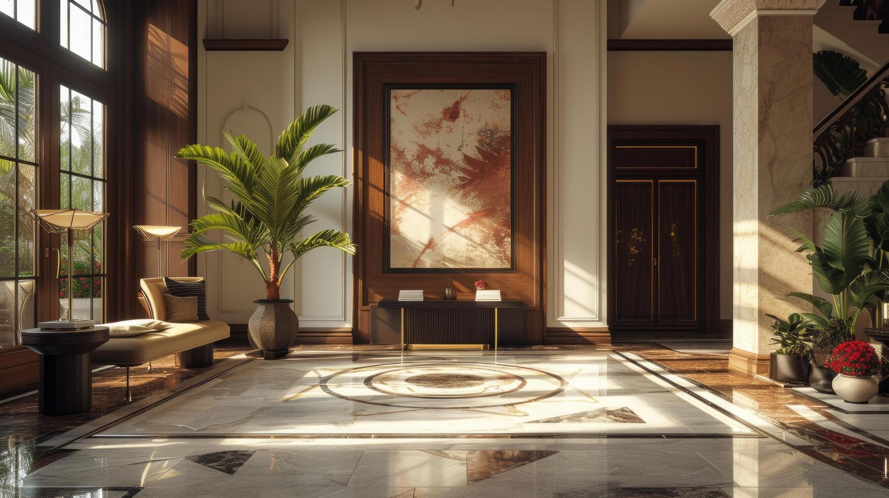 AI generated Opulent finishes, geometric shapes, and luxurious textures characterize this elegant photo