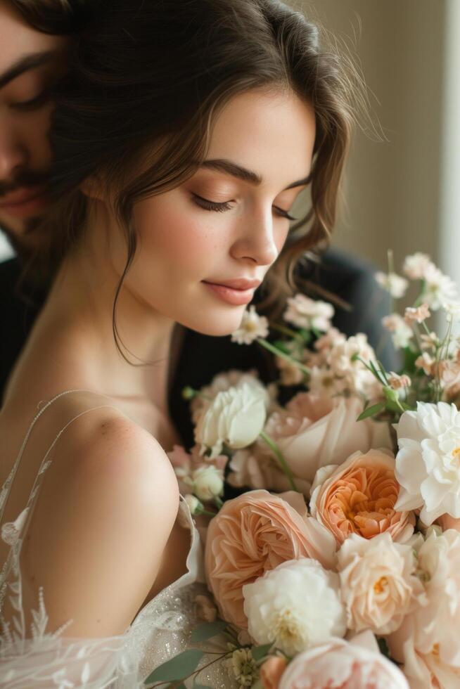 AI generated Subtle wisps of color intertwine, forming an enchanting backdrop for romantic moments photo