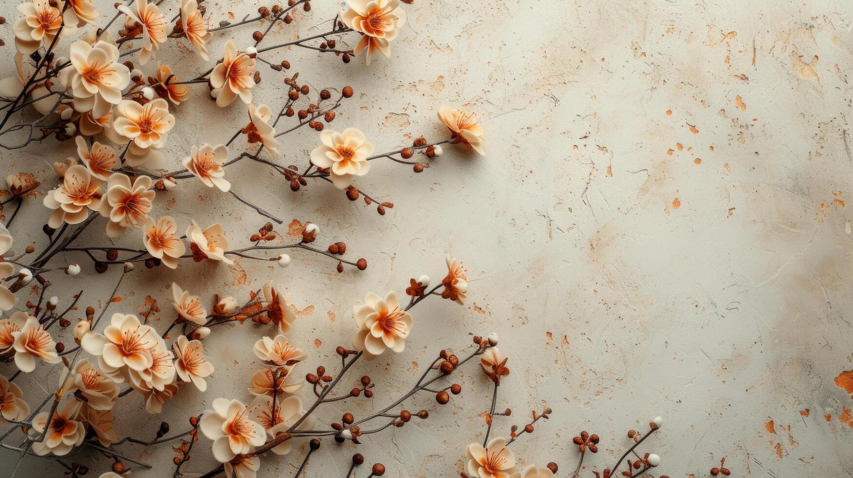 AI generated Chic and stylish composition featuring minimalist floral motifs photo