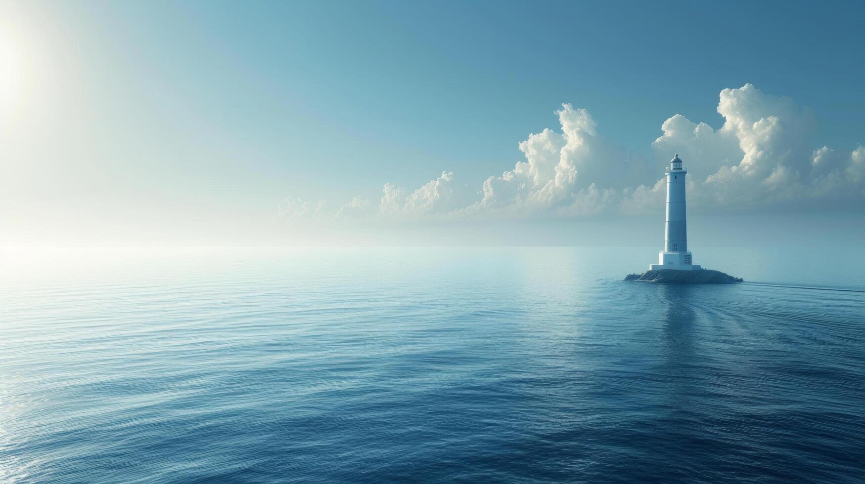 AI generated Simple yet powerful image featuring a lone lighthouse overlooking the vast ocean photo