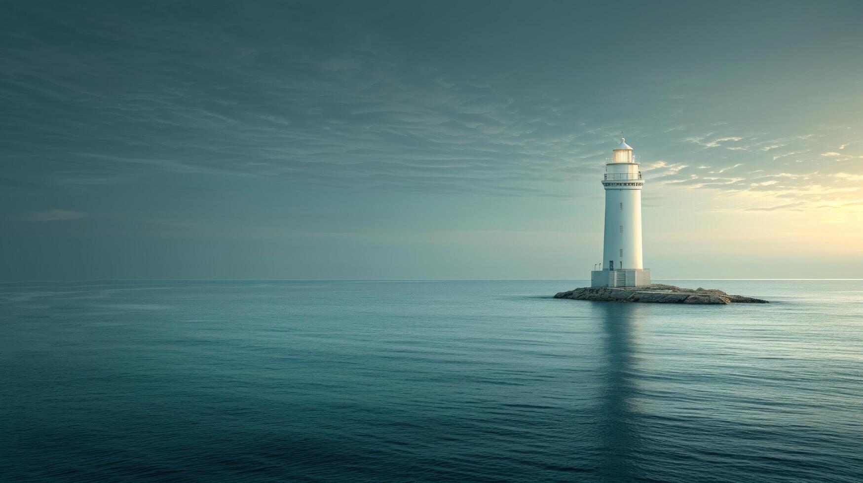 AI generated Simple yet powerful image featuring a lone lighthouse overlooking the vast ocean photo