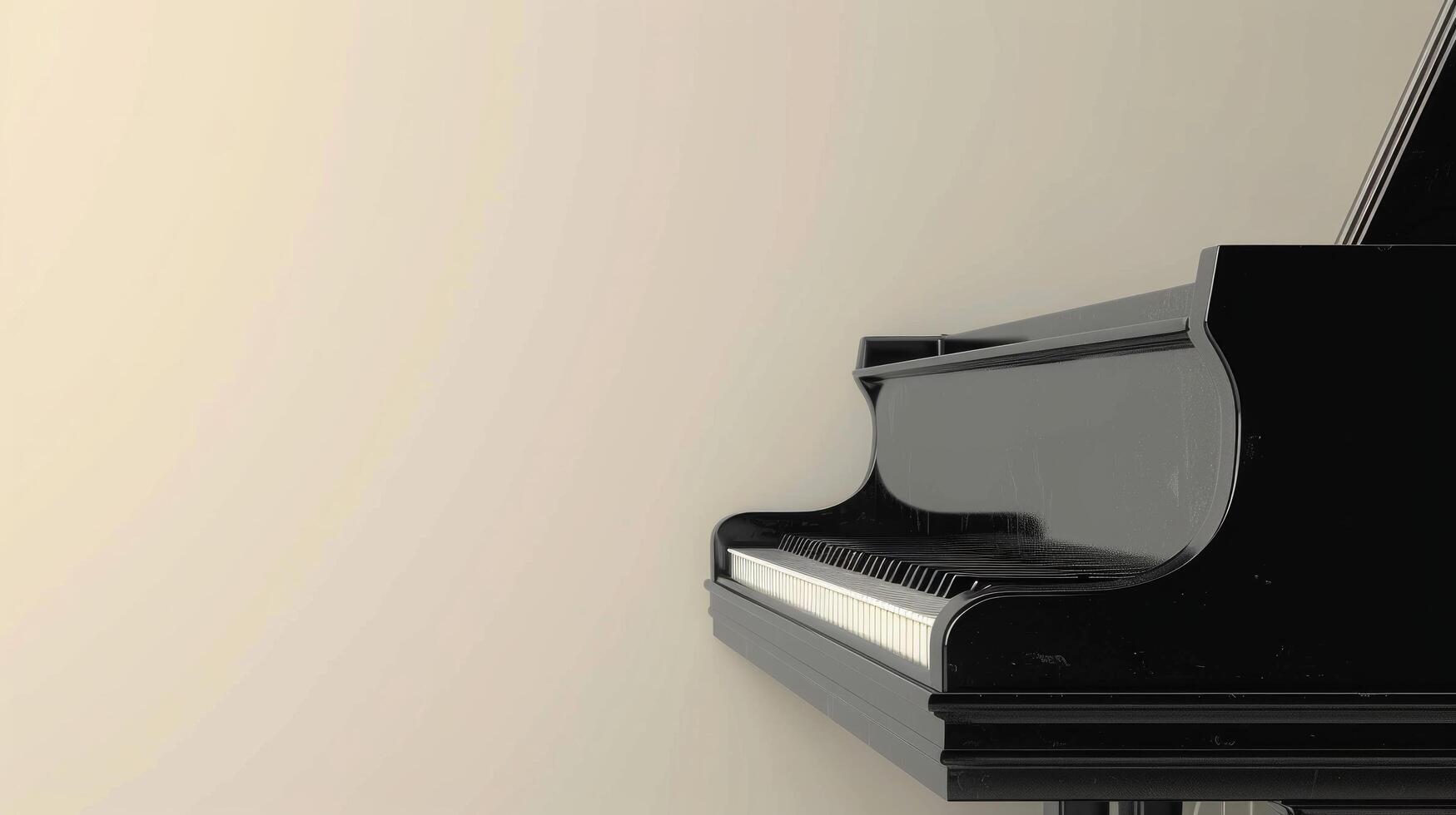 AI generated Minimalist image showcasing the classic form and elegance of a black piano against a neutral background photo