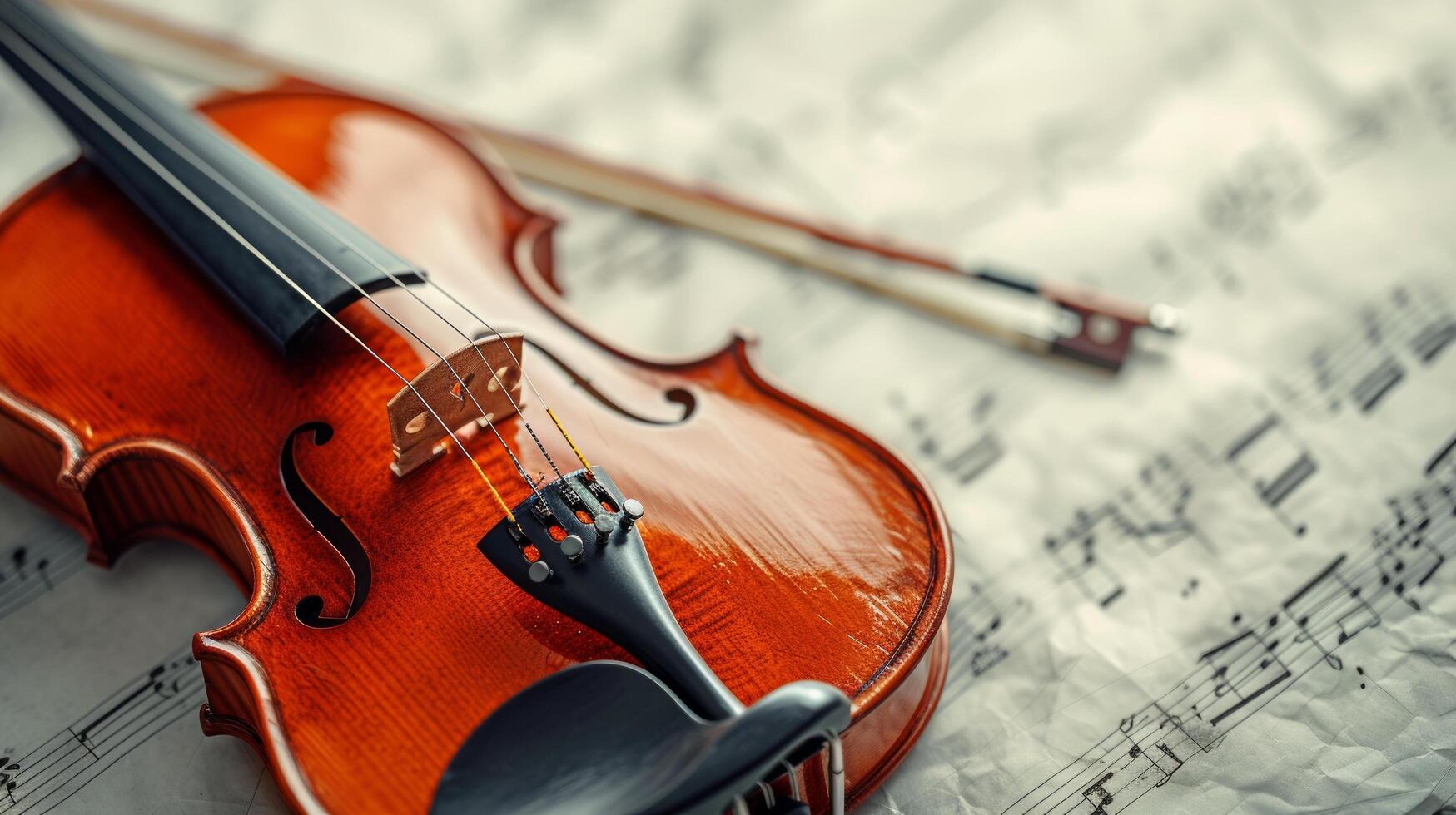 AI generated Simple yet captivating image showcasing a violin and delicate musical notes in a minimalist style photo