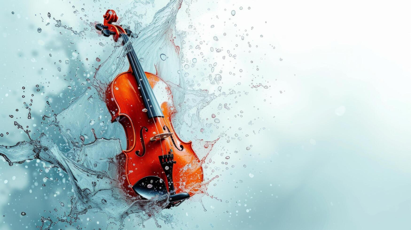 AI generated Minimalist background with a violin and floating musical notes photo