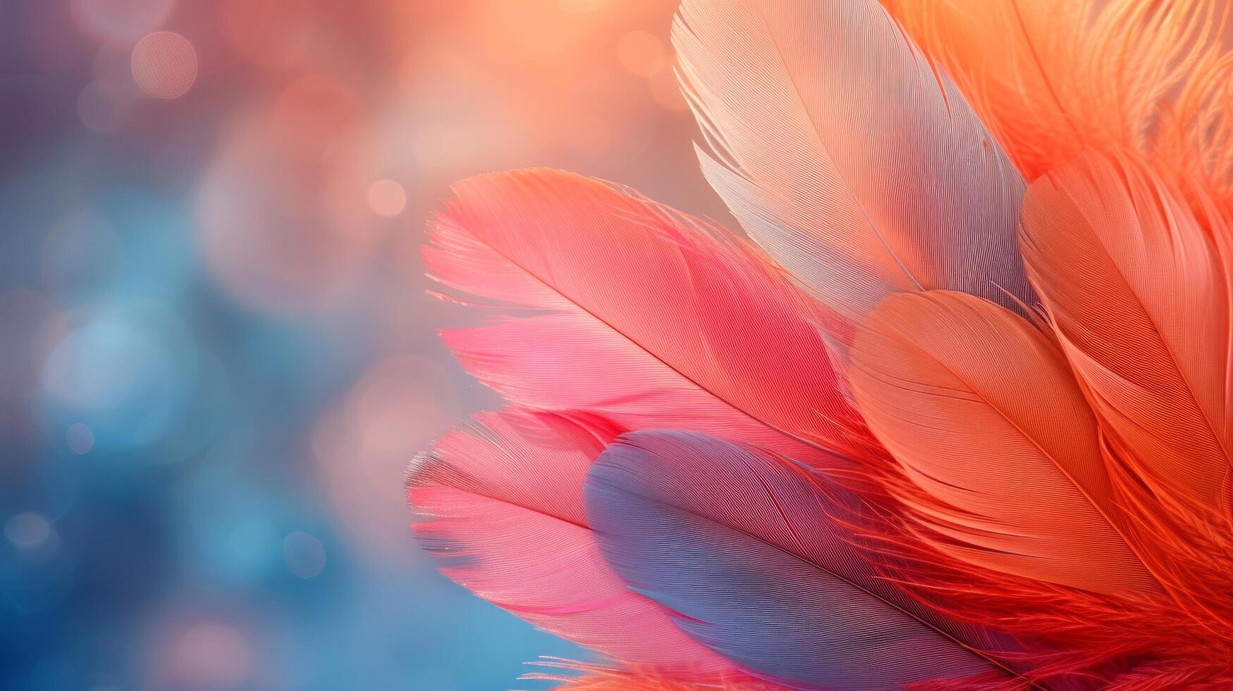 AI generated Clean composition featuring vibrant feathers against an abstract background photo