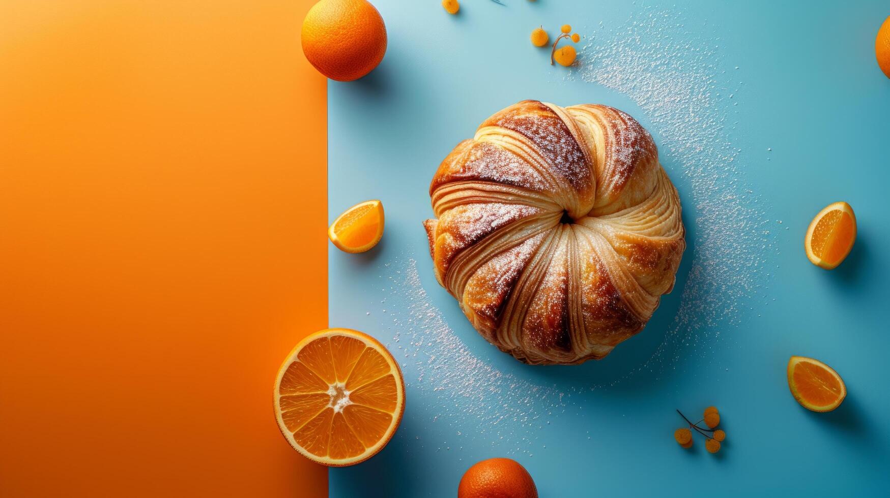 AI generated Minimalist photo evoking a sense of harmony through the combination of pastry and fruit