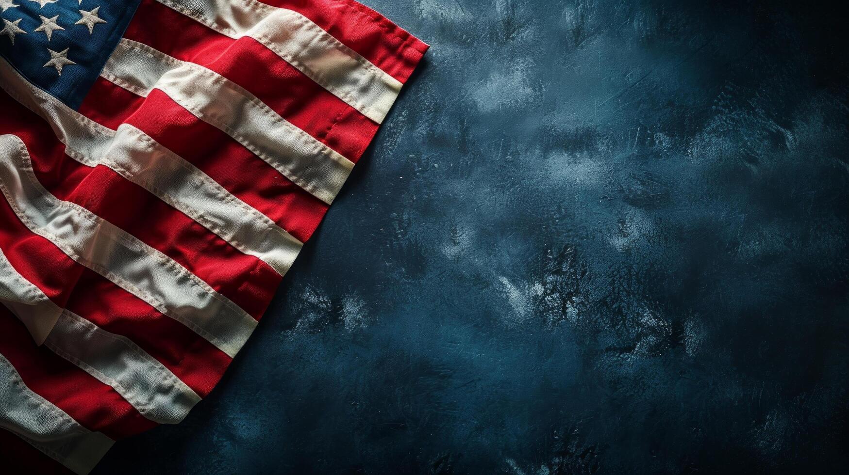 AI generated Clean and minimalist holiday photo featuring the serene presence of the American flag
