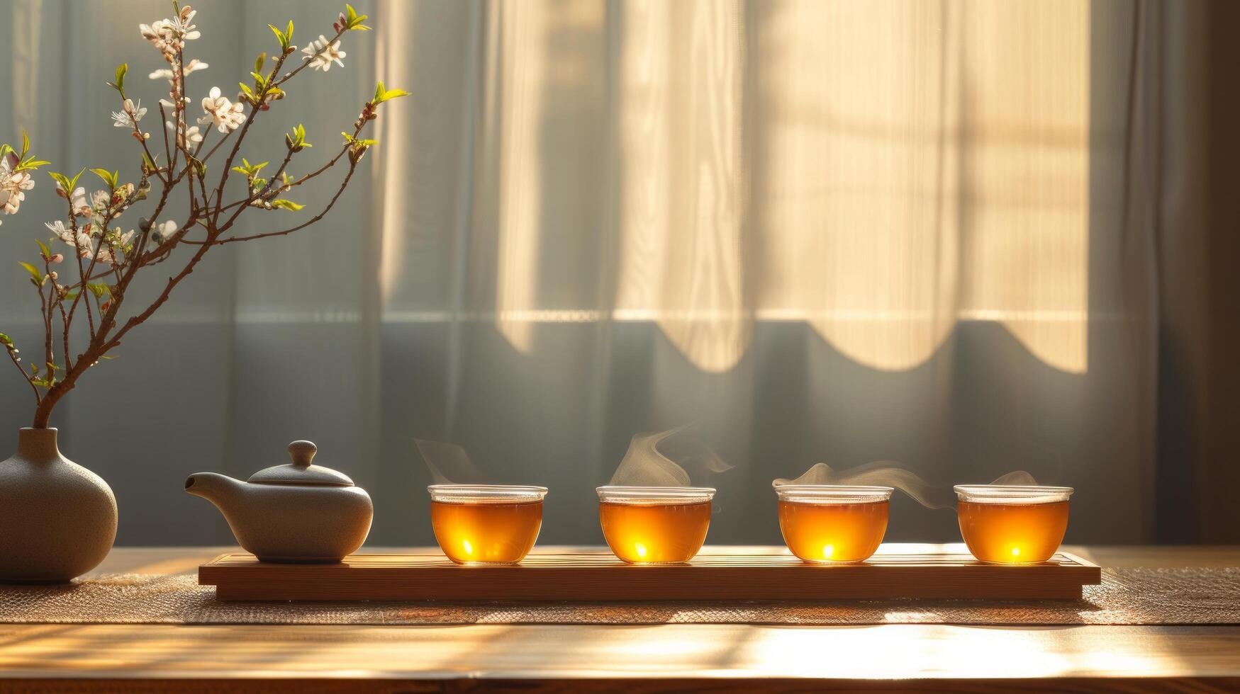 AI generated Simple composition capturing the elegance of a tea set arranged with precision photo
