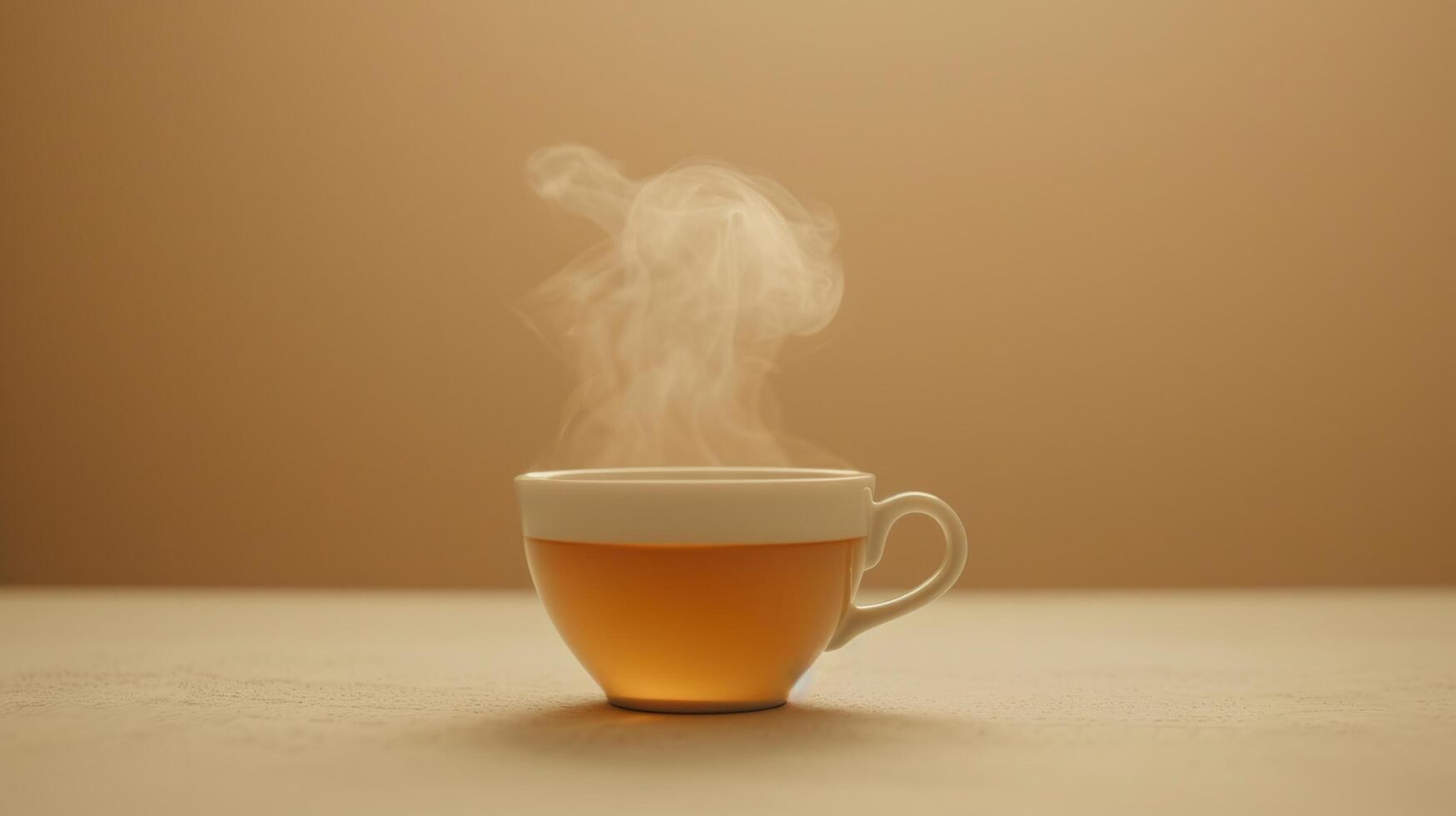 AI generated Minimalist photo featuring a cup of steaming tea on a clean, neutral background