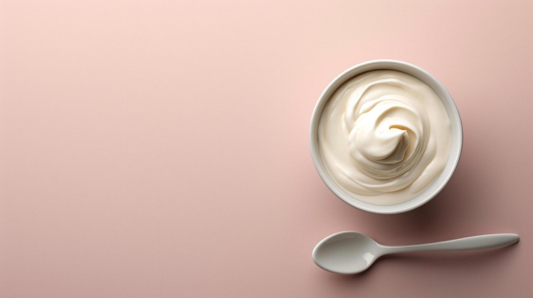 AI generated Serene image capturing the minimalist charm and delicate flavor of yogurt photo