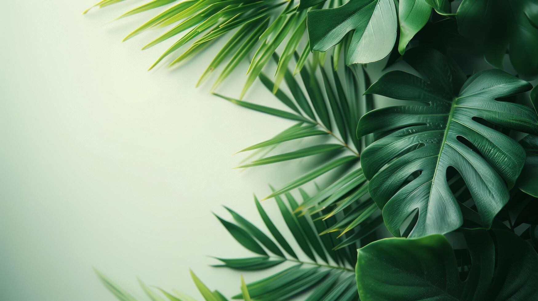 AI generated Minimalist composition featuring abstract tropical foliage, conveying a sense of peace and tranquility photo