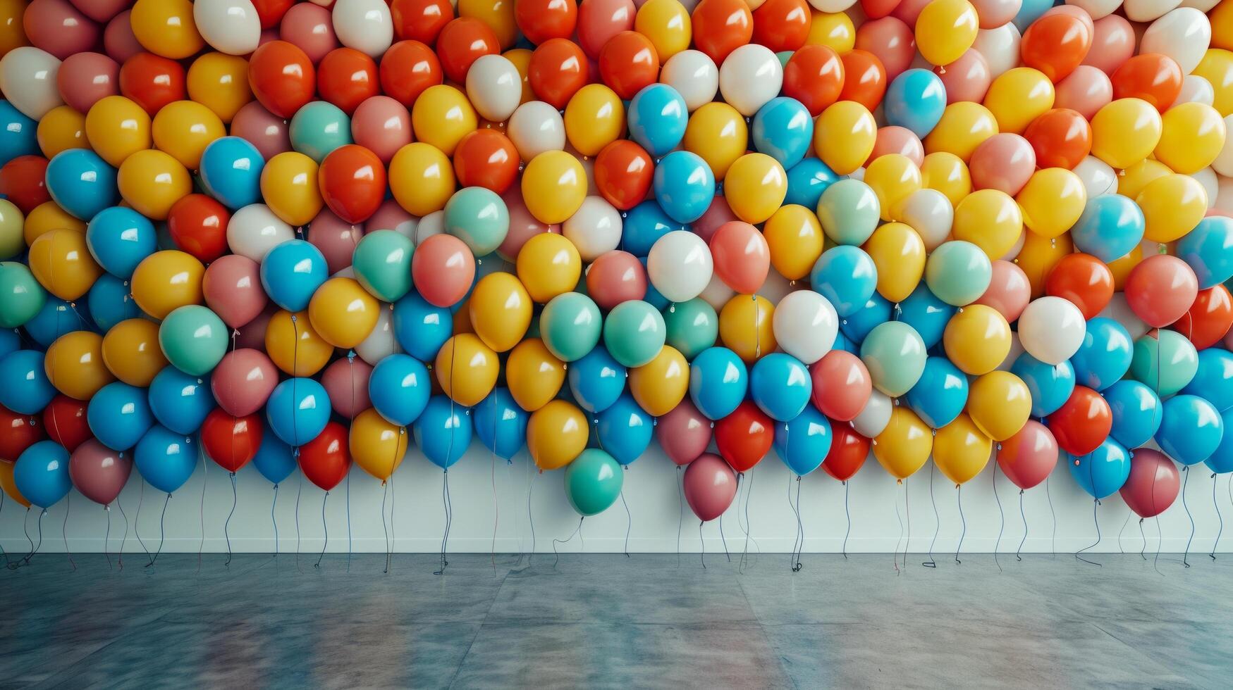 AI generated Engaging image showcasing a mosaic of colorful balloons against a minimalist setting photo