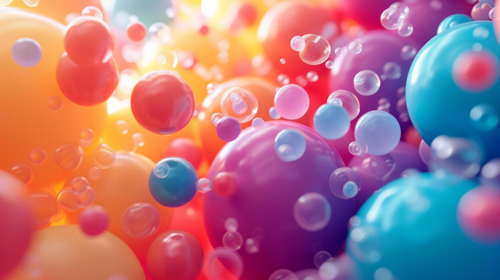 AI generated Simple yet captivating backdrop adorned with cascading multicolored balloons photo