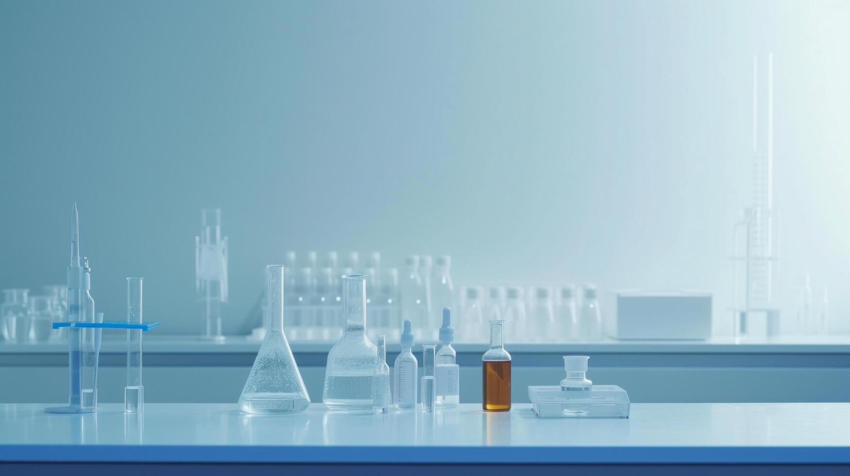 AI generated Clean composition showcasing medical research tools against a minimalist background, evoking precision and balance photo