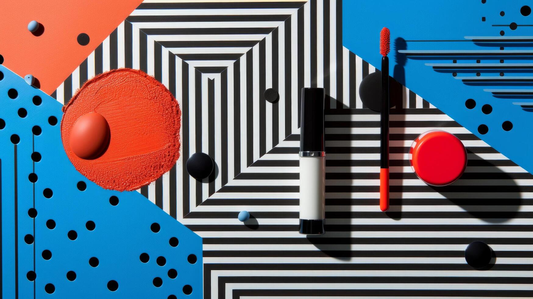 AI generated Simple yet striking composition featuring minimalist abstract patterns complementing decorative cosmetics photo