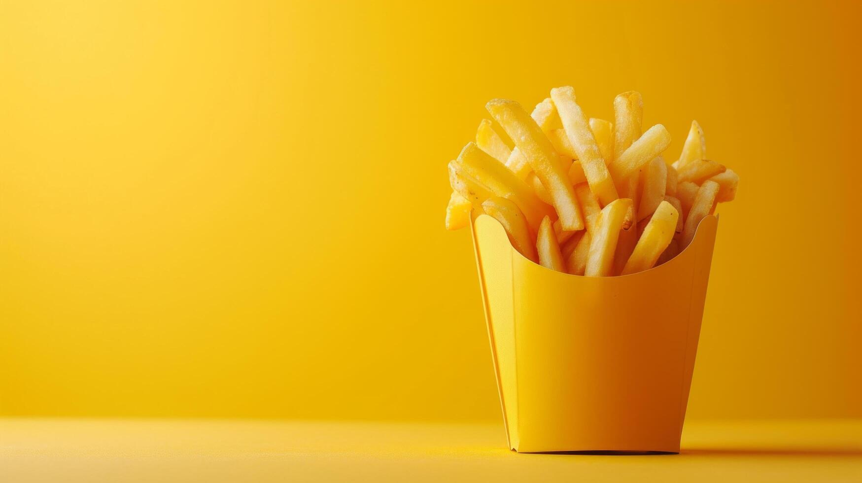 AI generated the simplicity and indulgence of classic potato fries. large copyspace area photo