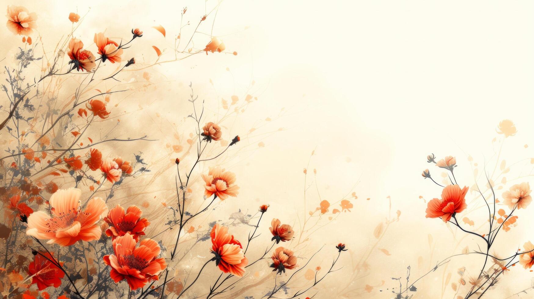 AI generated Minimalist backdrop featuring subtle floral elements photo