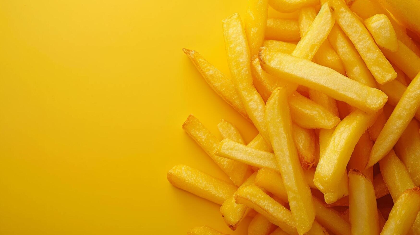 AI generated Clean and minimalist composition focusing on the mouthwatering appeal of potato fries photo