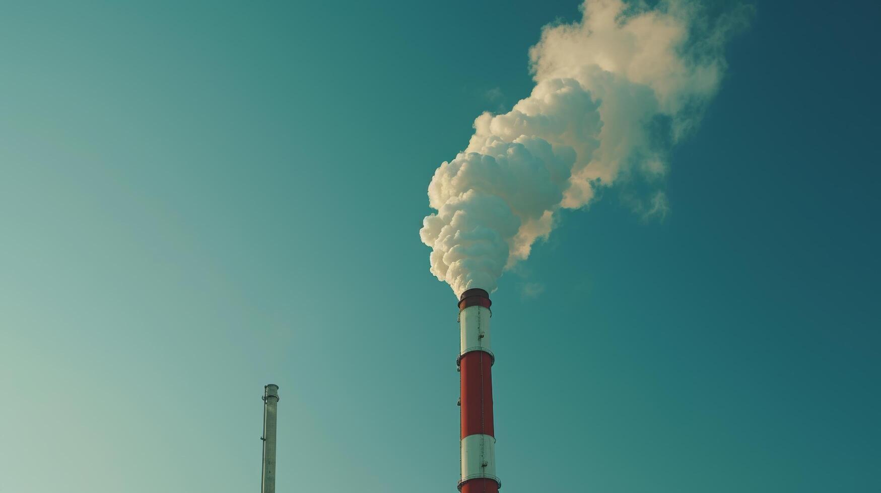 AI generated Biomass power plants emitting steam against a blue sky, utilizing organic waste for energy photo