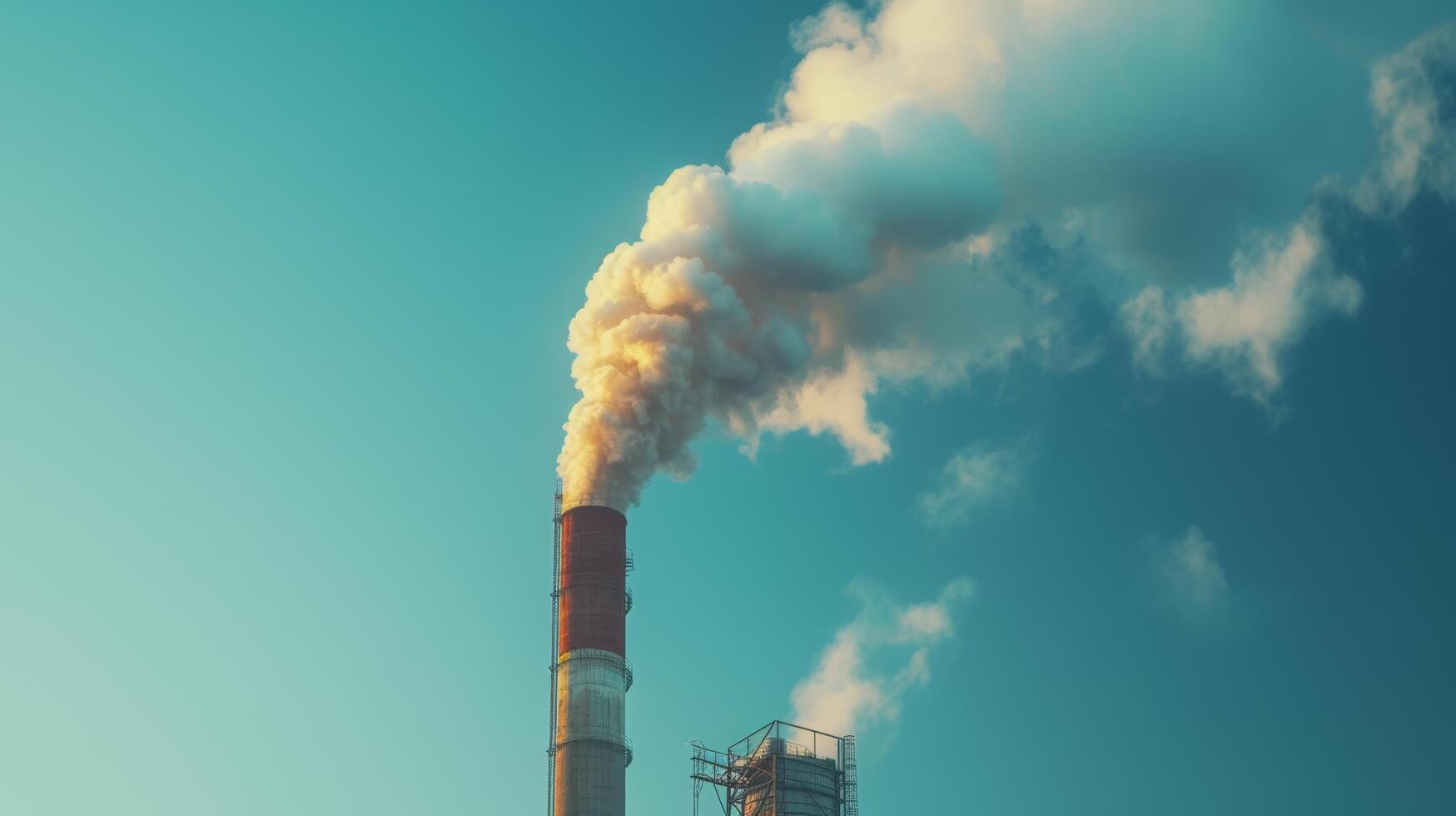 AI generated Biomass power plants emitting steam against a blue sky, utilizing organic waste for energy photo