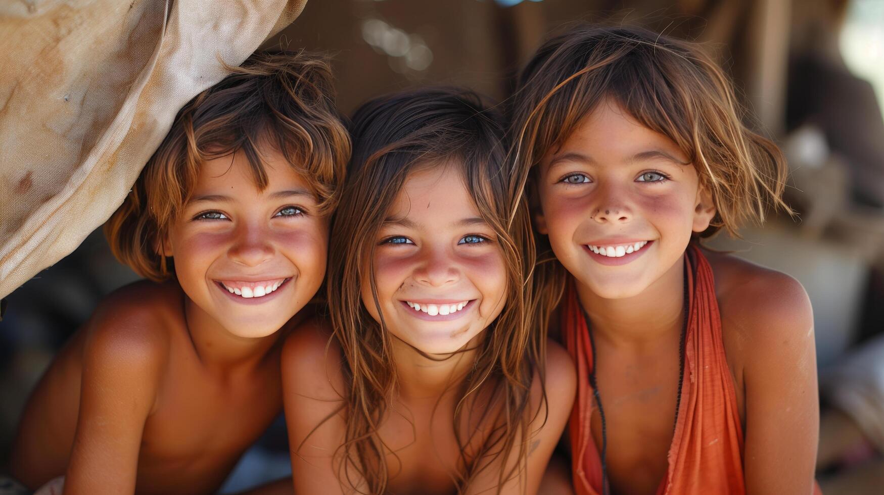 AI generated Their cheeky smiles add charm to the photo, radiating joy and happiness photo
