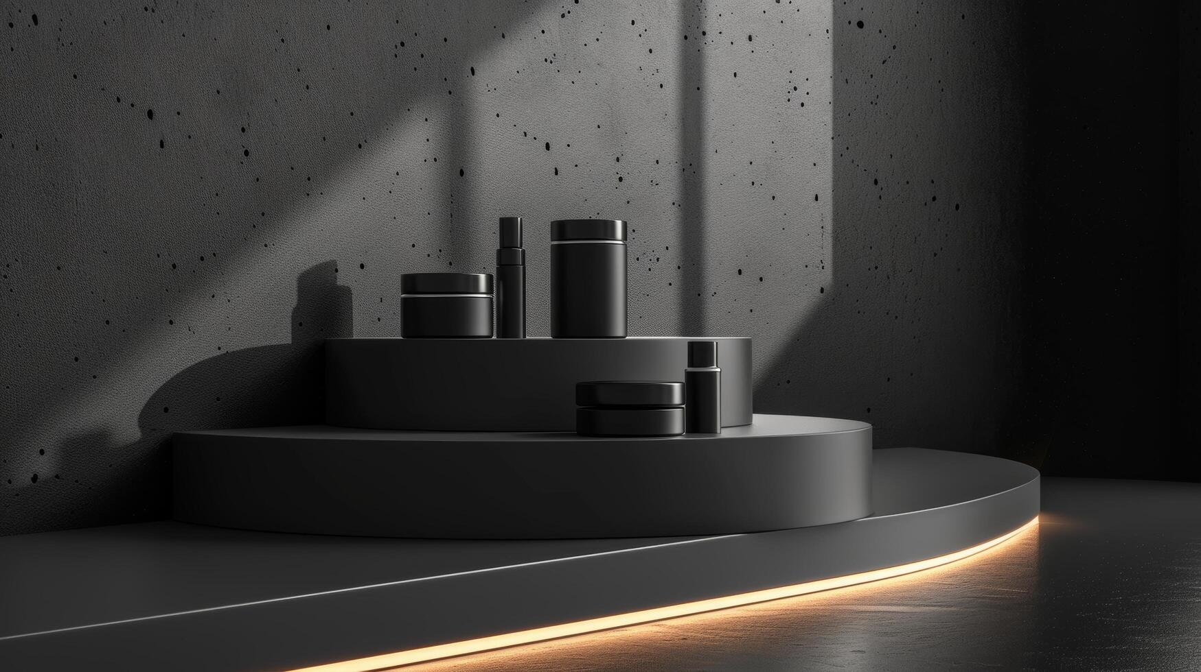 AI generated Clean lines and subtle lighting accentuate the beauty of the cosmetic products on the podium photo