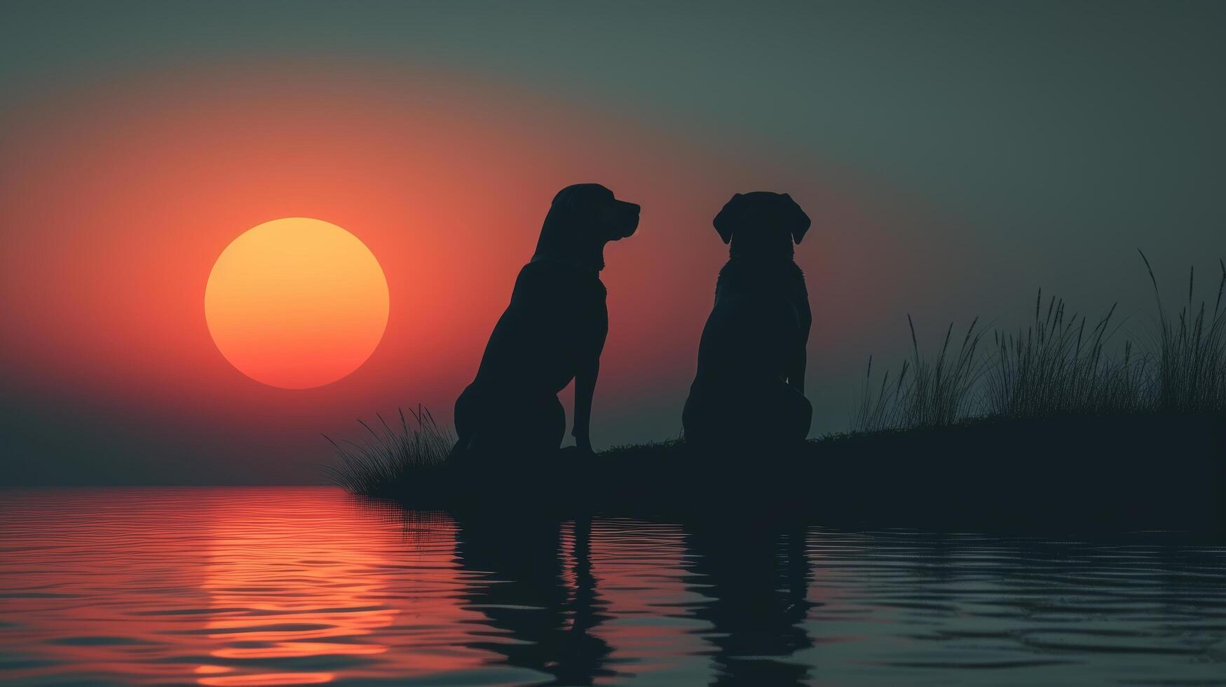AI generated Peaceful minimalist scene with cute pups set against a serene abstract backdrop photo