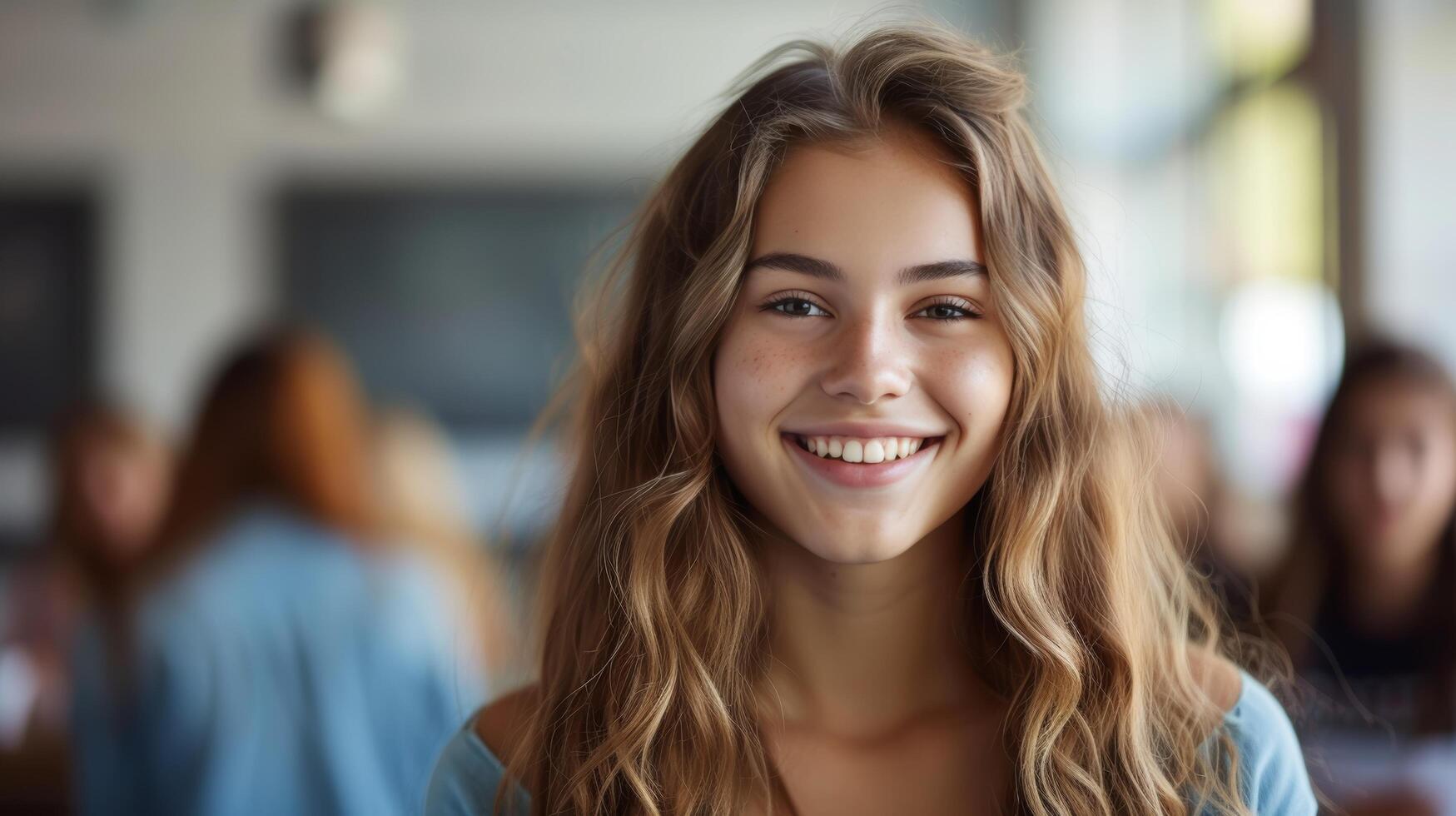 AI generated A young student beams with confidence, her eyes sparkling