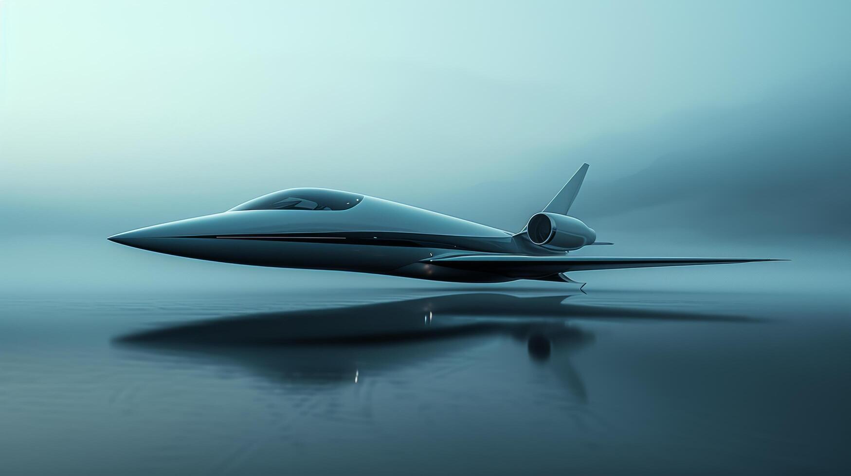 AI generated Soft reflections on the jet's surface harmonize with the minimalist aesthetic of the background photo