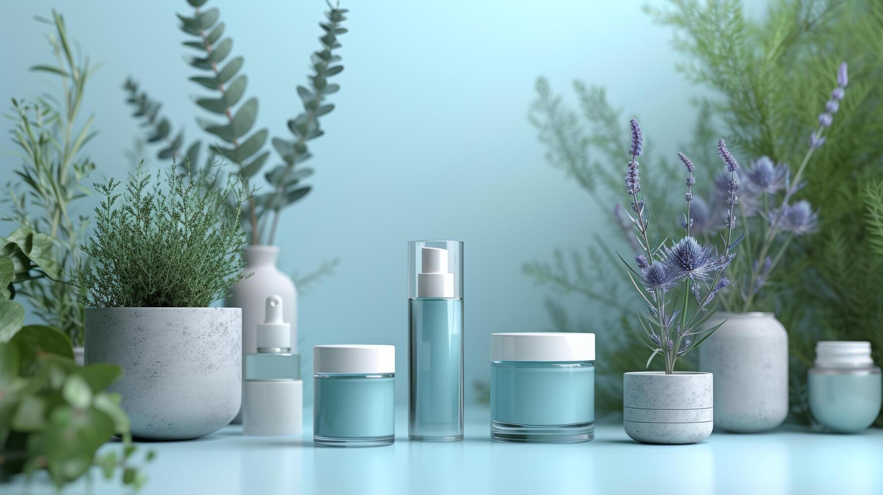 AI generated Minimalist backdrop highlighting skincare products with a sleek and modern aesthetic photo