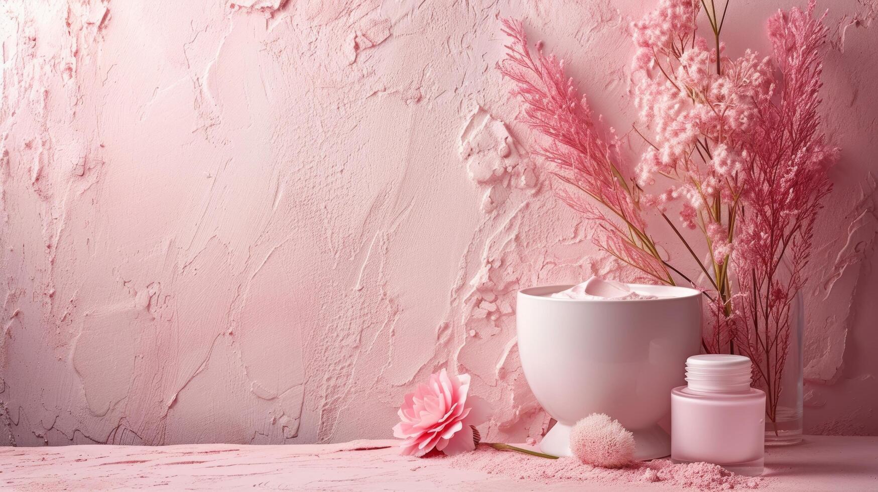 AI generated Soft hues and refined textures complement the understated elegance of the cosmetic items photo