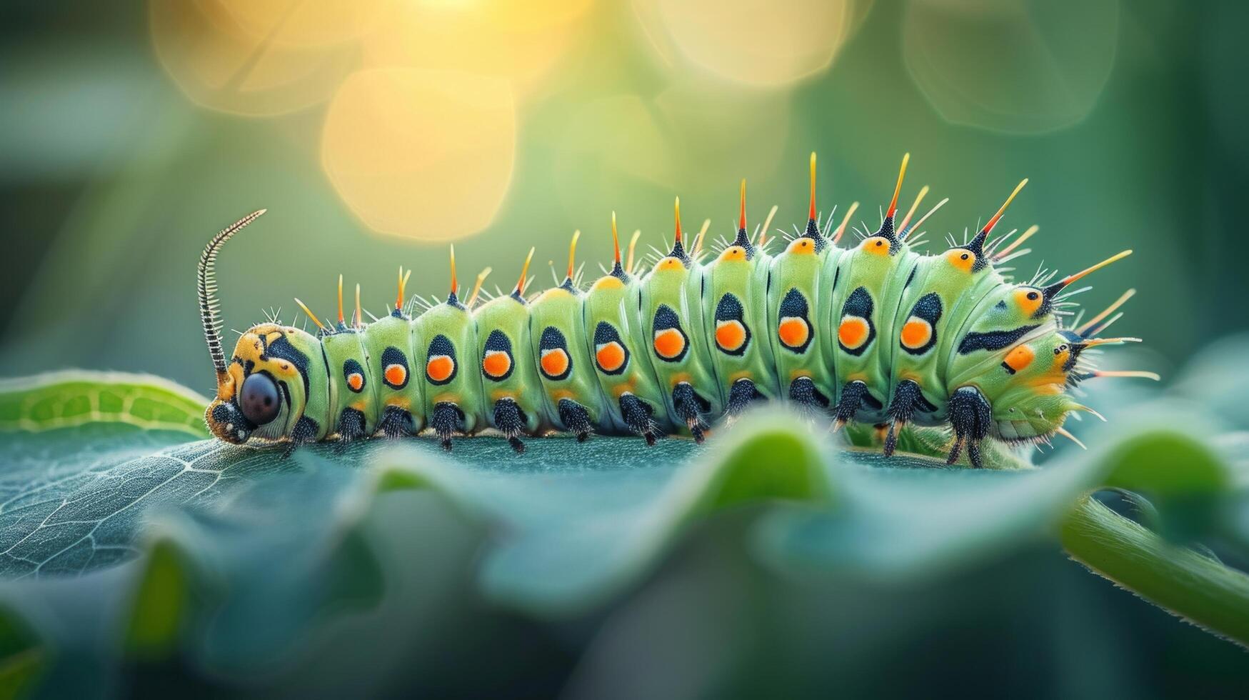 AI generated The velvety softness of a caterpillar's body, a promise of transformation yet to come photo