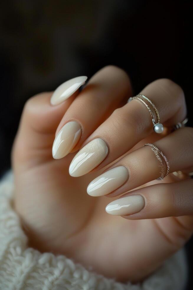 AI generated Beautiful nails with a manicure with nail polish photo